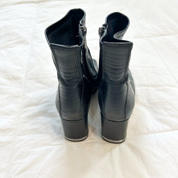 Franco Sarto Pisa Black Square Toe Block Heel Booties Size 8 - Picture 6 of 9